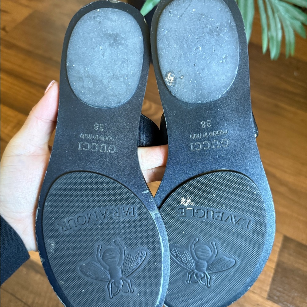 Black leather G marmont thong sandal - Picture 2 of 4